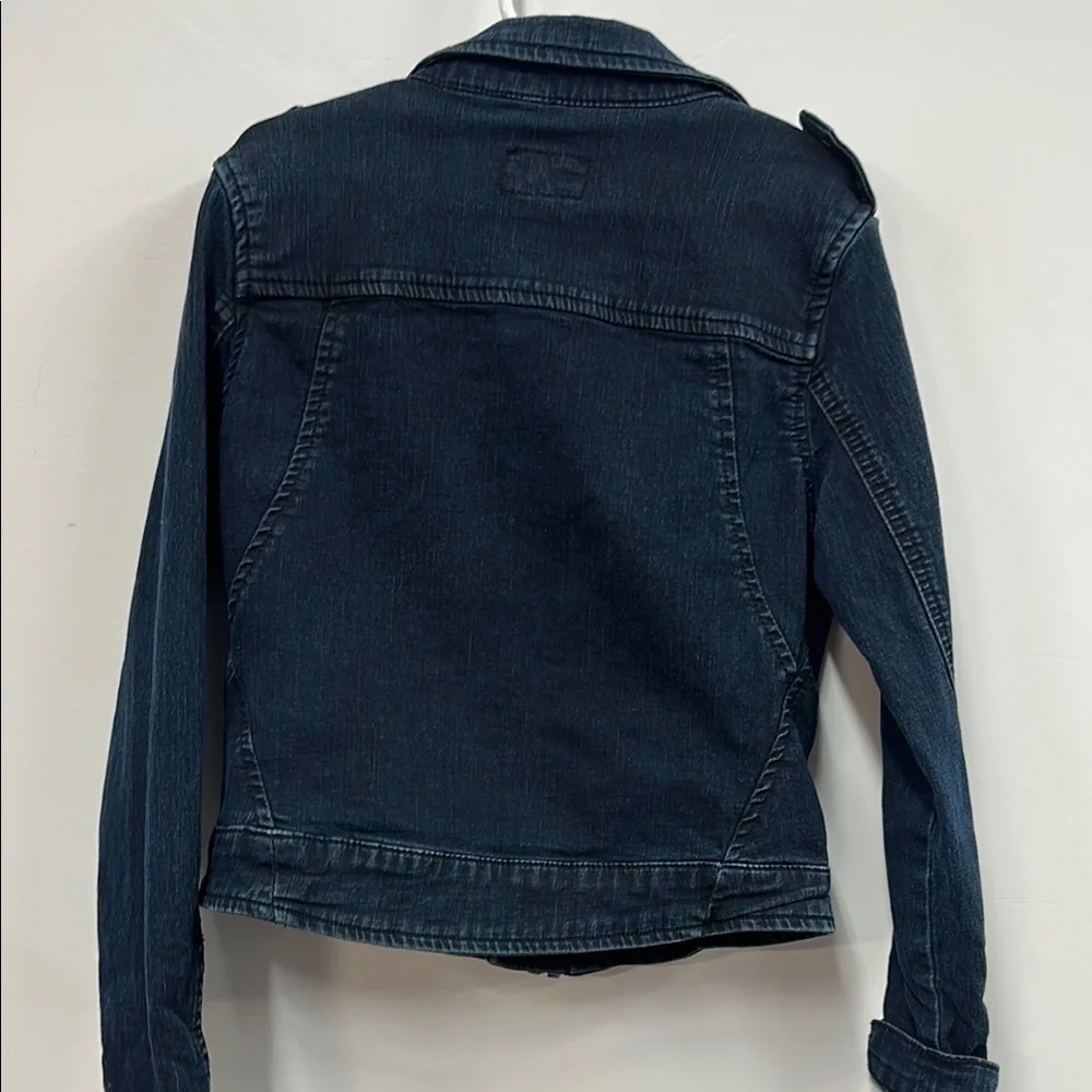 Hudson Jeans dark blue moto Jean Jacket Asymmetrical Zipper M